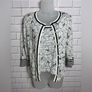 Dana Buchman Black and White 2pcs set floral tank top and Striped Cardigan/MP